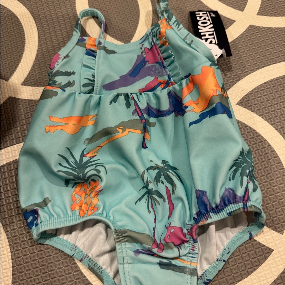 Oshkosh bathing suit 3m One Piece - Aqua with Multicolor Print